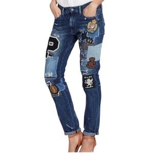 Polo Ralph Lauren Astor Slim Boyfriend Fit Patchwork Denim Jeans Size 28